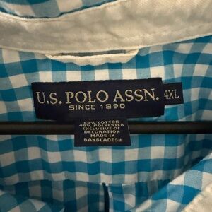U.S. Polo Assn. Blue and White Checkered Casual Button Down Shirt